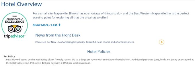 Best Western Pet Policy Pricing