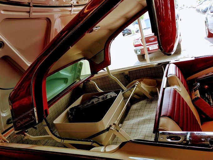 Inside the trunk of a 1957 Ford Fairline 500 Skyliner Retractable Hard Top