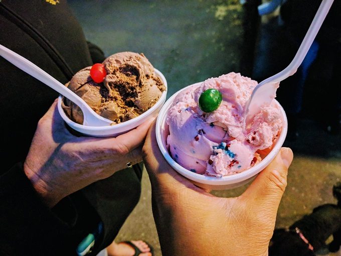 Wilson's Restaurant & Ice Cream Parlor, Ephraim WI - Chocolate ice cream & strawberry ice cream with popping candy