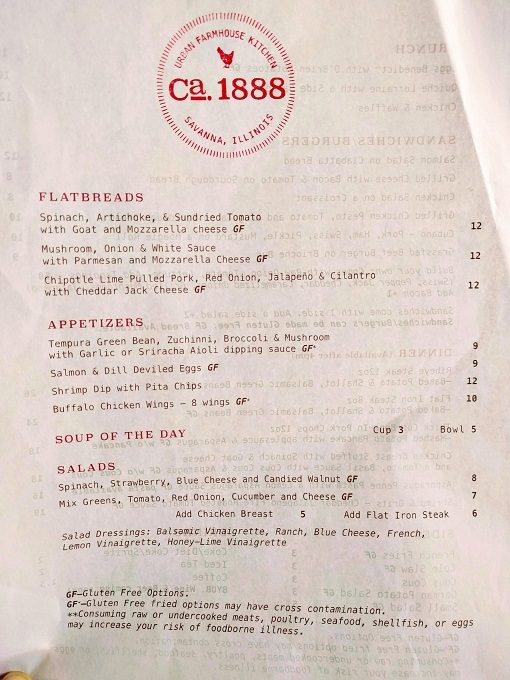 Ca. 1888 menu 1, Savanna IL