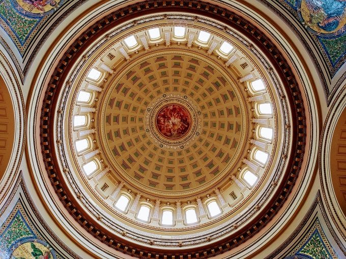 Domed ceiling inside Wisconsin State House in Madison