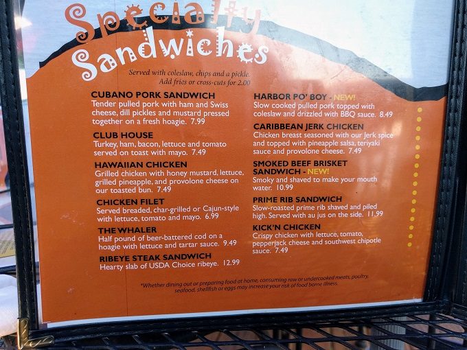 Harbor View Pub & Eatery menu, Phillips WI - Specialty sandwiches