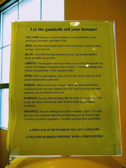 National Mustard Museum, Middleton WI - Gumball fortune telling