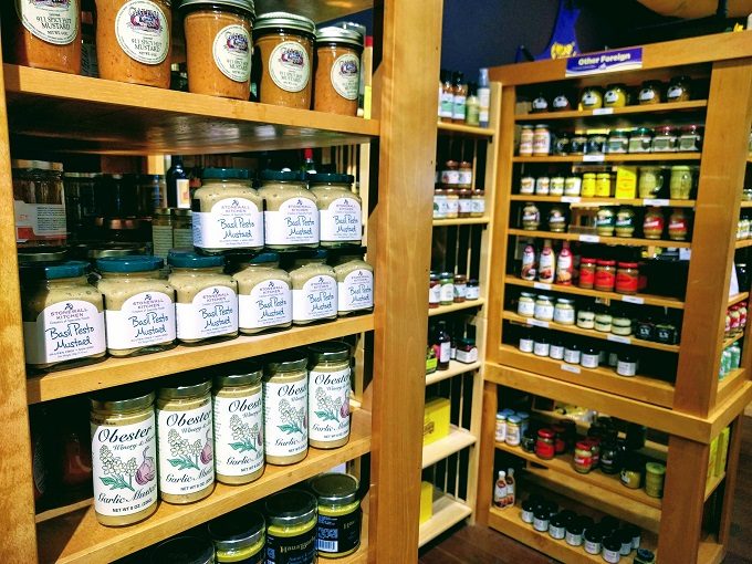 National Mustard Museum, Middleton WI - Just some of the mustards for sale