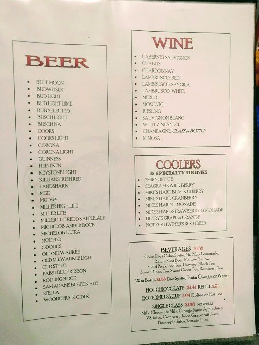 Poopy's Pub N' Grub, Savanna IL - Drinks menu