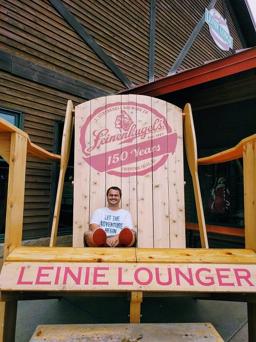 Sitting in the Leinie Lounger at Leinenkugel's
