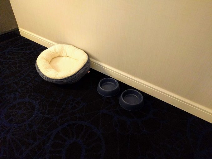 Kimpton Gray Hotel, Chicago IL - Pet bed and food & water bowls