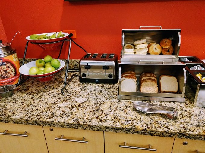 TownePlace Suites Chicago Naperville, Illinois breakfast - Fruit, English muffins, bagels and breads