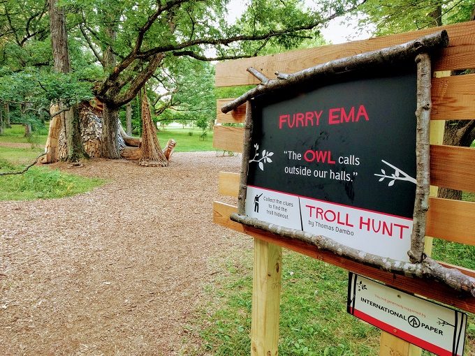 Troll Hunt, Morton Arboretum, Lisle IL - Troll 4 - Furry Ema sign & clue