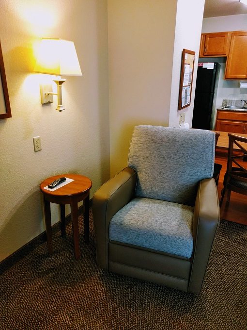 Candlewood Suites Springfield IL - Reclining armchair & side table