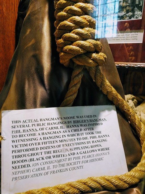 Franklin County Historic Jail Museum, Benton IL - A noose used in actual hangings