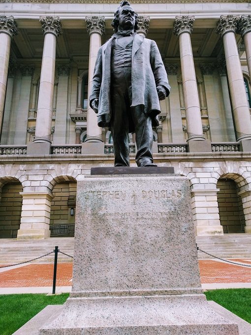 Stephen A Douglas statue outside Illinois State Capitol building, Springfield IL
