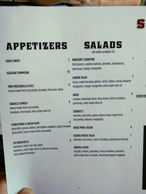 Andolini's Pizzeria Tulsa menu - Appetizers & salads