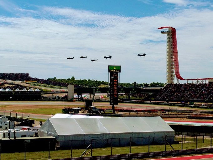 Helicopter display before the 2018 US Grand Prix