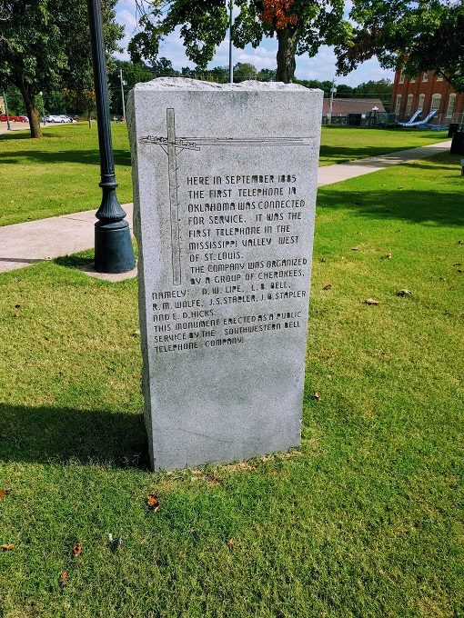 Monument for the first phone line in Oklahoma