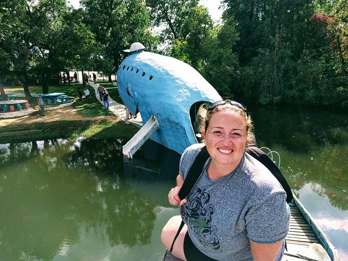 Sitting on top of the Blue Whale of Catoosa, Oklahoma