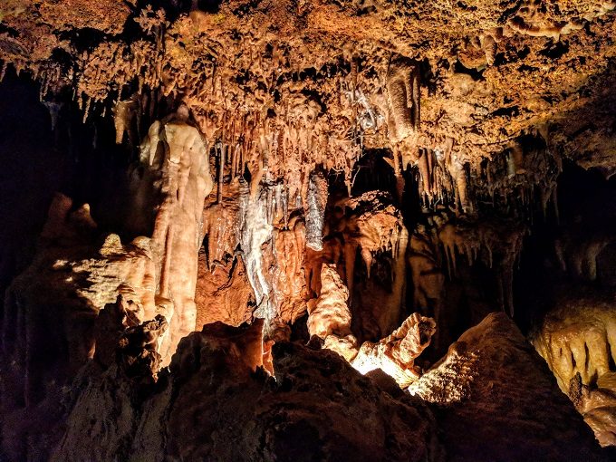 Stalactites and stalagmites in Inner Space Cavern, Georgetown TX