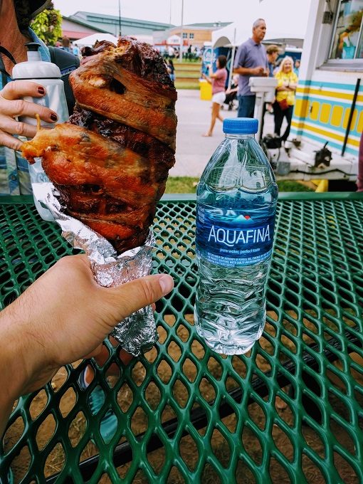 Tulsa State Fair food - Bacon-wrapped turkey leg from Smitty's Smokehouse