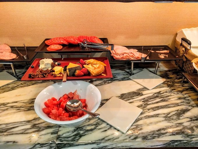 Grand Hyatt San Antonio TX Club Lounge breakfast - Cheese, tomato, cold cuts & fruit