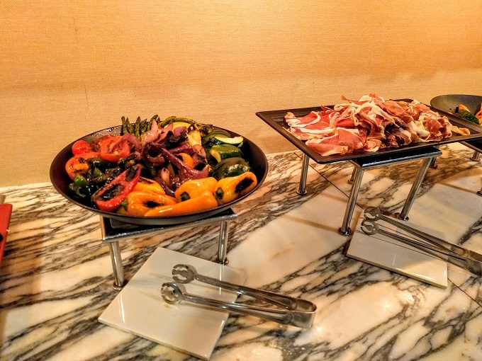 Grand Hyatt San Antonio TX Club Lounge evening hors d'oeuvres - Roasted vegetables & cold cuts