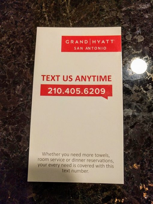 Grand Hyatt San Antonio TX - Text service