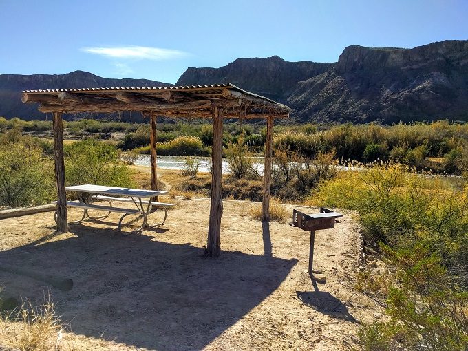 Covered picnic area by the Rio Grande