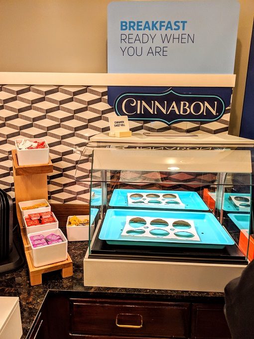 Holiday Inn Express Canyon breakfast - Cinnabon cinnamon rolls & preserves