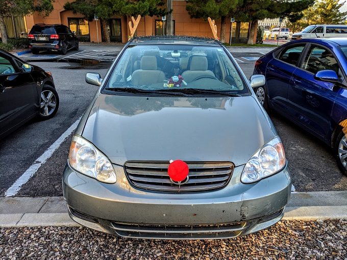 Our festive car by day