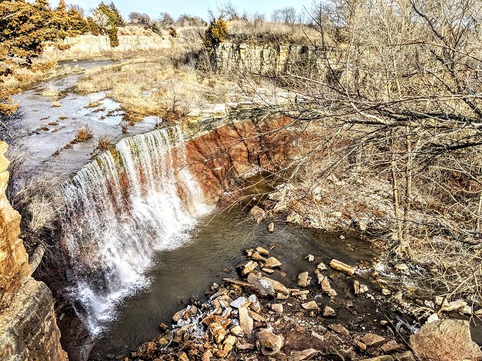 Cowley State Fishing Lake waterfall