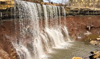 Cowley State Fishing Lake waterfall