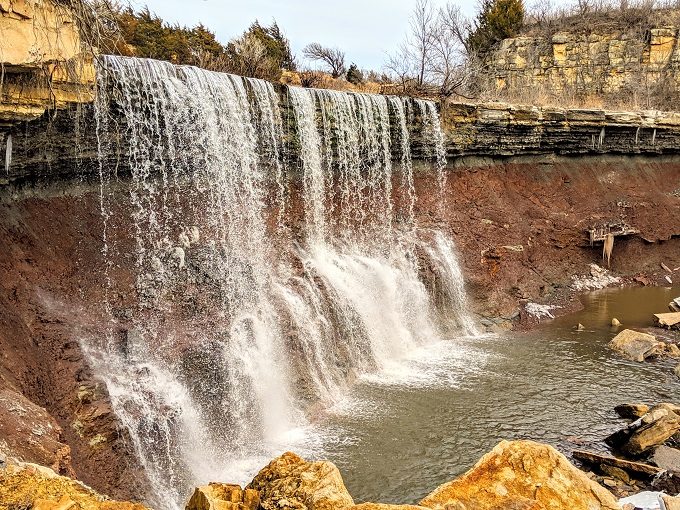 Cowley State Fishing Lake waterfall