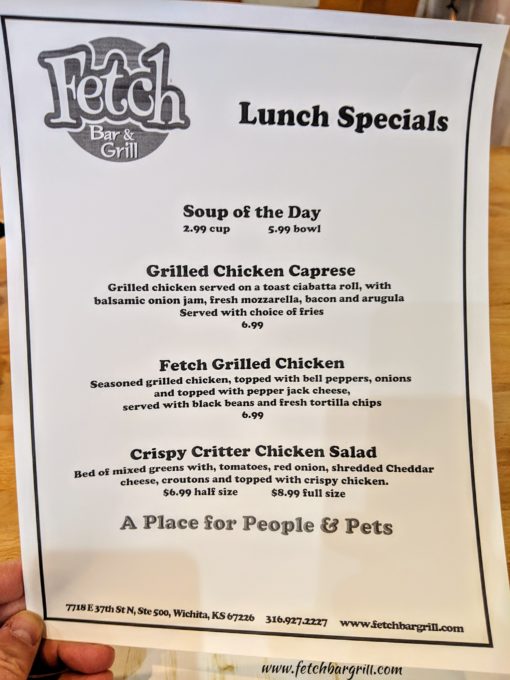 Lunch specials menu at Fetch Bar &amp; Grill