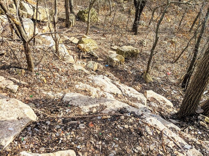 Path down to Cowley State Fishing Lake waterfall