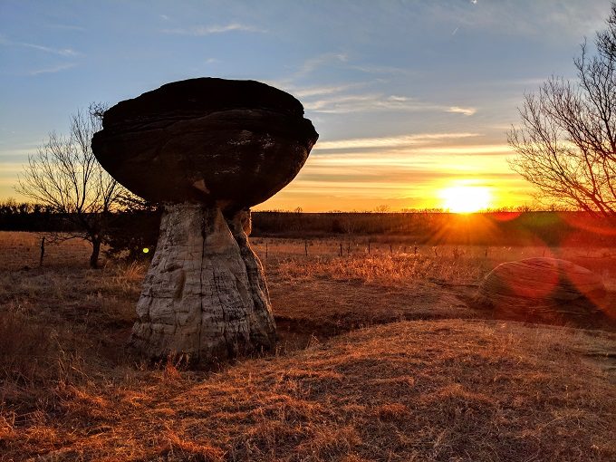 Another of the mushroom rocks at Mushroom Rock State Park in Marquette, Kansas