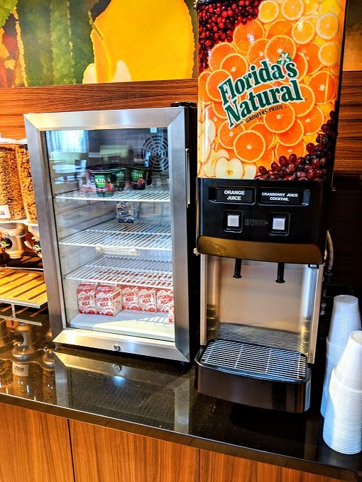 Fairfield Inn & Suites Hutchinson, Kansas breakfast - Milk, yogurt & juice machine