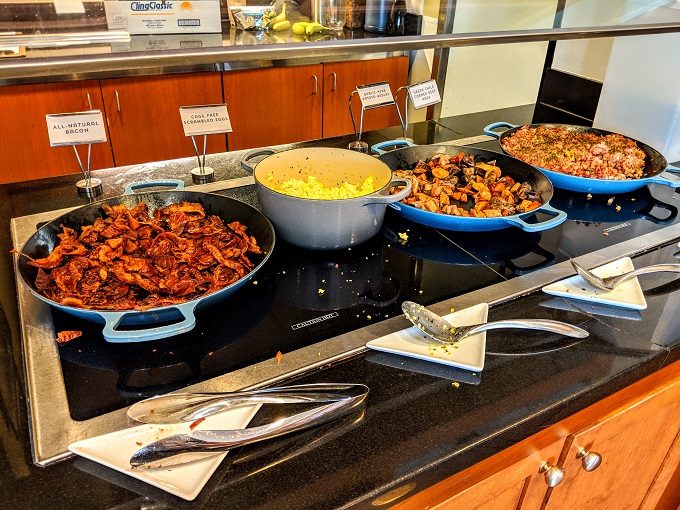 Hyatt Place Topeka, Kansas breakfast - Bacon, scrambled eggs, potatoes & green chile corned beef hash