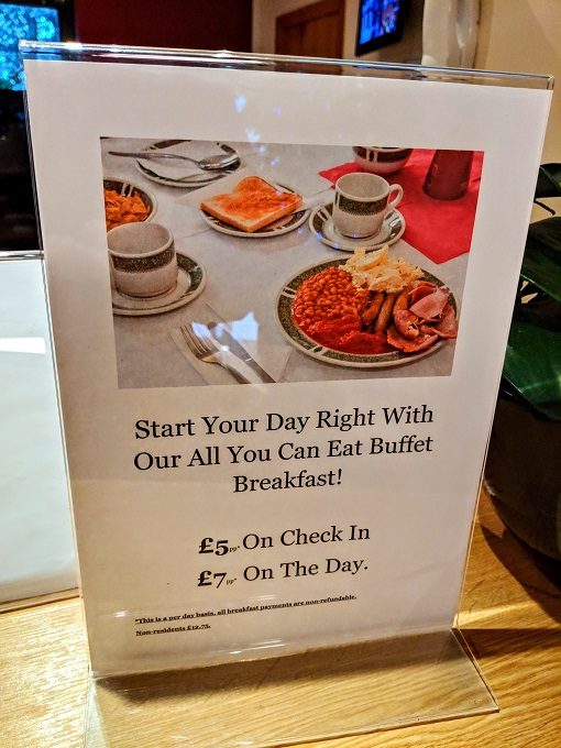 Comfort Inn Arundel, UK - Breakfast pricing