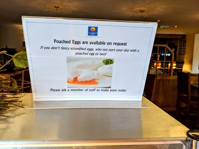 Comfort Inn Arundel, UK breakfast - Poached egg option