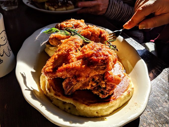 Fried chicken pancake at Bubby's