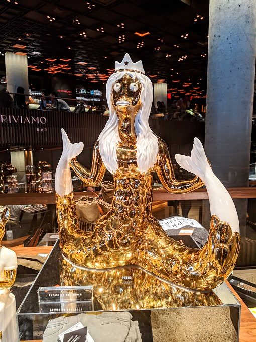 Gold mermaid at the Starbucks Reserve Roastery in New York City