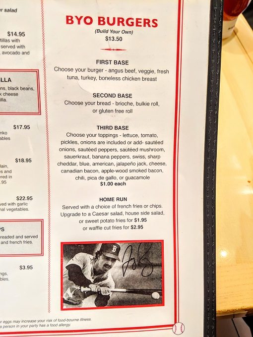 Jerry Remy's Sports Bar & Grill, Boston Logan Airport menu - Build Your Own burgers