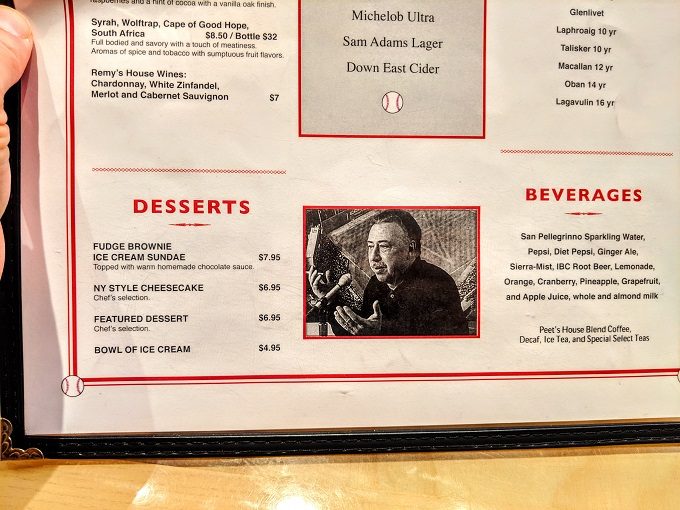 Jerry Remy's Sports Bar & Grill, Boston Logan Airport menu - Desserts & soft drinks