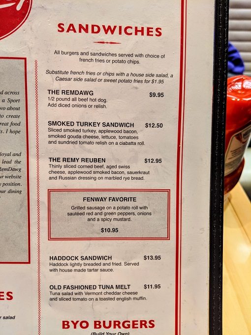 Jerry Remy's Sports Bar & Grill, Boston Logan Airport menu - Sandwiches