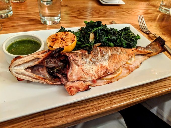 Sea bass and broccoli raab at Grazie, New York City