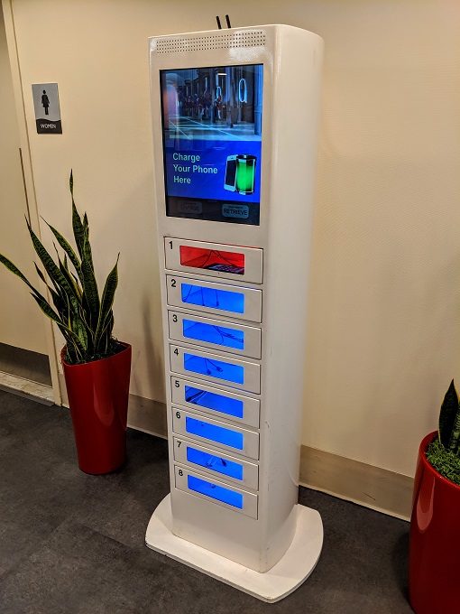 Air France Lounge (Priority Pass) at Boston Logan Airport - Phone charging unit
