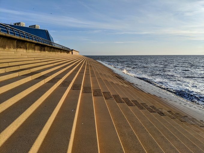 Beach wall seating in Blackpool
