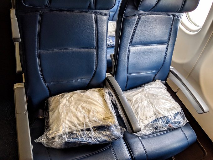 Delta Amsterdam to Boston Economy Class - Economy seating - blanket & pillow