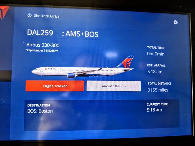 Delta Amsterdam to Boston Economy Class - Flight details