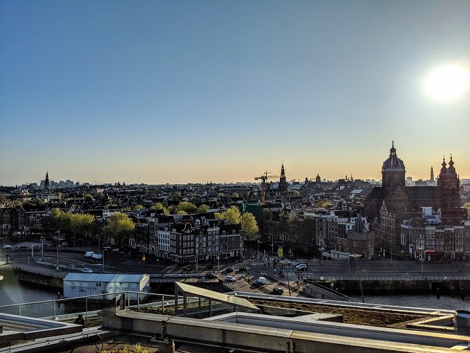 DoubleTree Amsterdam Centraal Station - View from the SkyLounge rooftop deck during the day