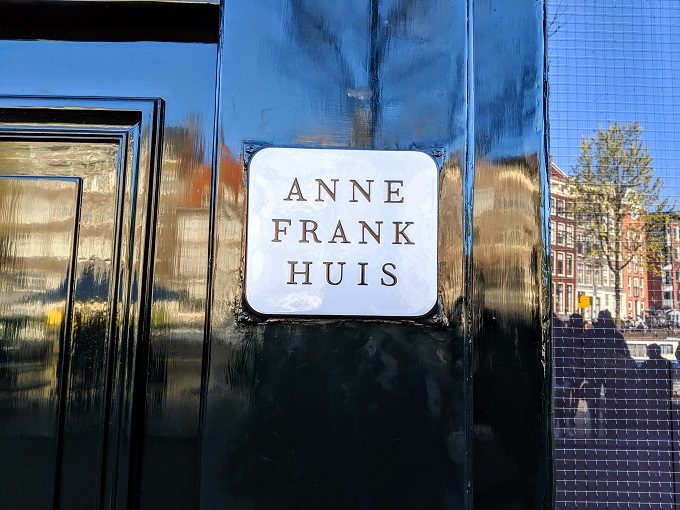 Entrance of the Anne Frank House in Amsterdam, Netherlands